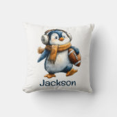 Personalized Winter Penguin Football Kid Kissen (Vorderseite)