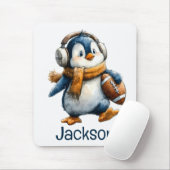 Personalized Winter Penguin Football Kid Mousepad (Mit Mouse)