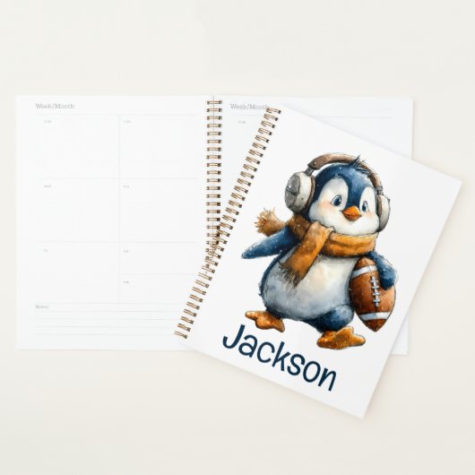 Personalized Winter Penguin Football Kid Planer (Anzeige)
