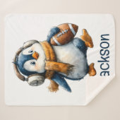 Personalized Winter Penguin Football Kid Sherpadecke (Vorderseite (Horizontal))