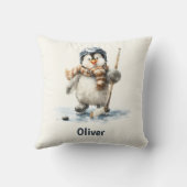 Personalized Winter Penguin Hockey Kid Kissen (Rückseite)