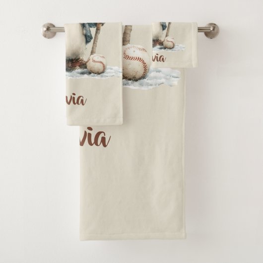 Personalized Winter Penguin Softball Kid Badhandtuch Set (Insitu)