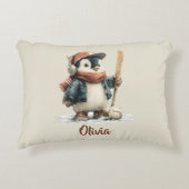 Personalized Winter Penguin Softball Kid Dekokissen (Vorderseite)