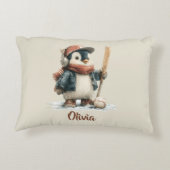 Personalized Winter Penguin Softball Kid Dekokissen (Rückseite)