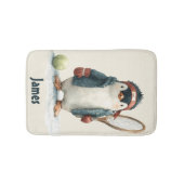 Personalized Winter Penguin Tennis Kid Badematte (Vorderseite)