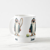 Personalized Winter Penguin Tennis Kid Kaffeetasse (Vorderseite Links)