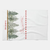 Personalized Winter Pine Tree Merry Christmas Geschirrtuch (Horizontal)