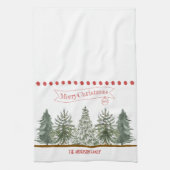 Personalized Winter Pine Tree Merry Christmas Geschirrtuch (Vertikal)