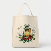 Personalized Winter Watercolor Holly & Berries Tragetasche (Vorne)