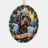 Personalized Wirehaired Pointing Griffon Christmas Keramik Ornament (Rechts)
