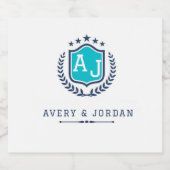 Personalized wite blue Monogram Wedding Bierflaschenetikett (Einzelnes Label)