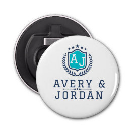 Personalized wite blue Monogram Wedding Flaschenöffner