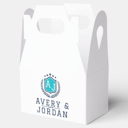 Personalized wite blue Monogram Wedding Geschenkschachtel (Geöffnet)