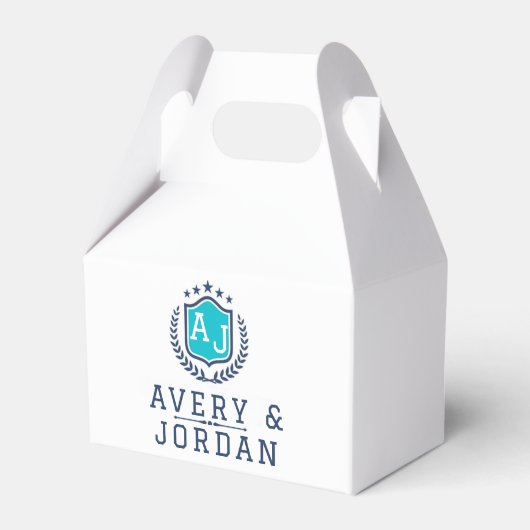 Personalized wite blue Monogram Wedding  Geschenkschachtel (Vorderseite)