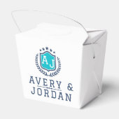 Personalized wite blue Monogram Wedding Geschenkschachtel (Rückseite)