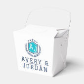 Personalized wite blue Monogram Wedding Geschenkschachtel (Vorderseite)