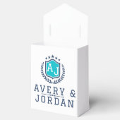 Personalized wite blue Monogram Wedding Geschenkschachtel (Geöffnet)