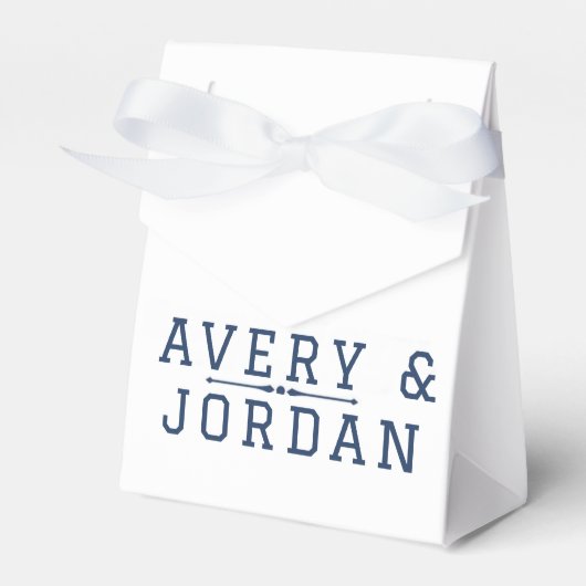 Personalized wite blue Monogram Wedding Geschenkschachtel (Vorderseite)