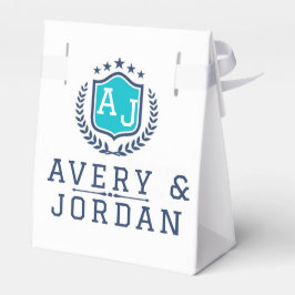 Personalized wite blue Monogram Wedding  Geschenkschachtel