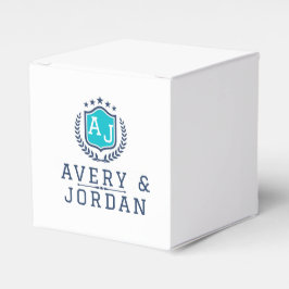 Personalized wite blue Monogram Wedding  Geschenkschachtel