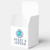 Personalized wite blue Monogram Wedding  Geschenkschachtel (Geöffnet)