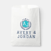 Personalized wite blue Monogram Wedding  Geschenktütchen (Vorderseite)