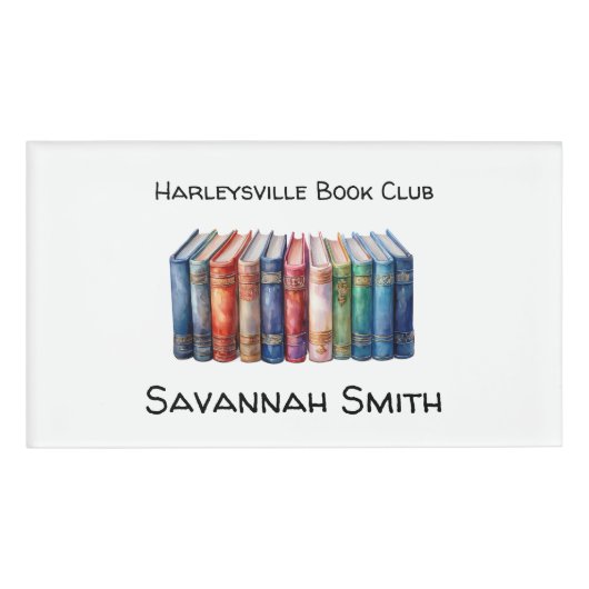 Personalized with Name Book Club with Books Namenschild (Vorderseite)