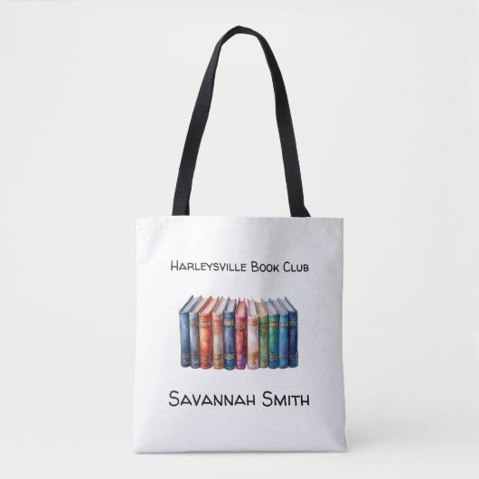 Personalized with Name Book Club with Books Tasche (Vorderseite)
