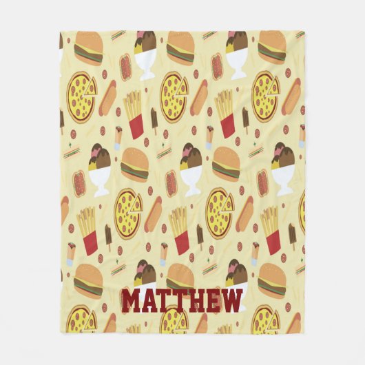 Personalized with Name Fast Food Fleece Blanket (Vorderseite)