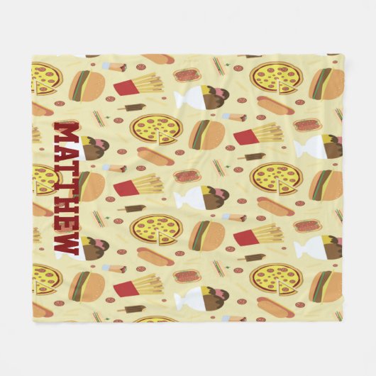 Personalized with Name Fast Food Fleece Blanket (Vorderseite (Horizontal))