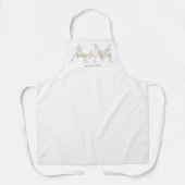 Personalized With Name White Gold Modern Monogram Schürze (Vorderseite)