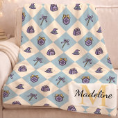 Personalized Wizard School Blue Monogram Name Fleecedecke