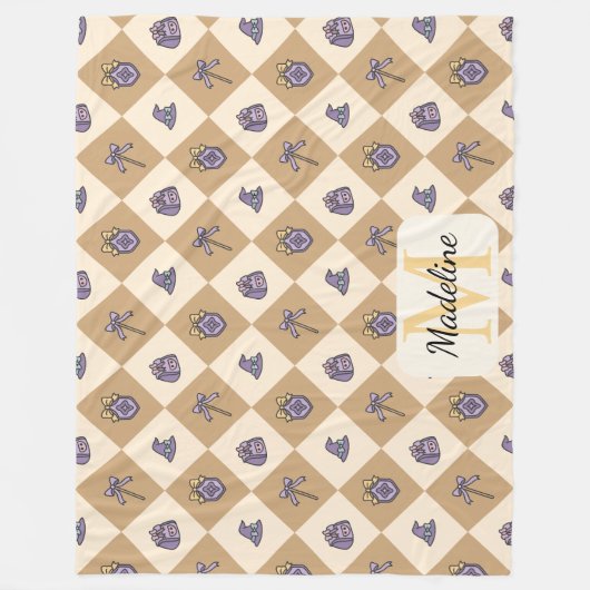 Personalized Wizard School Monogram Name Gold Fleecedecke (Vorderseite)