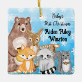 Personalized Woodland Animals Themed Baby's 1st Keramikornament (Vorderseite)