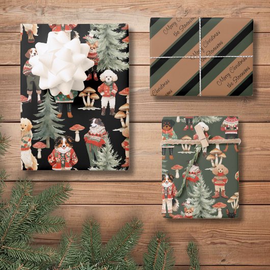 Personalized Woodland Dog Christmas Wrapping Paper Geschenkpapier Set