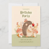 Personalized Woodland Hedgehog Birthday Invitation Einladung (Vorderseite)
