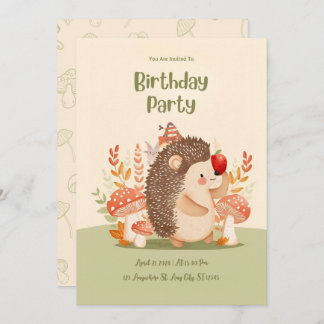 Personalized Woodland Hedgehog Birthday Invitation Einladung