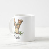 Personalized Woodland Log Monogram Y Christmas Kaffeetasse (Vorderseite Links)