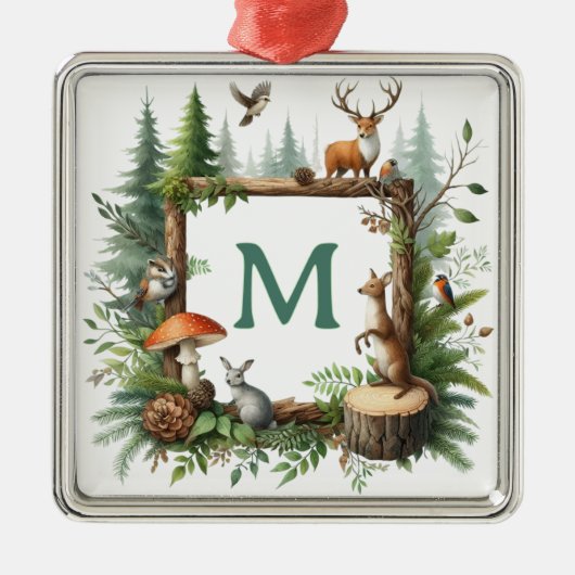 Personalized Woodland Monogram Christmas Ornament (Vorne)