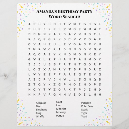 Personalized Word Search Puzzle | Double-Side Flyer (Vorne)