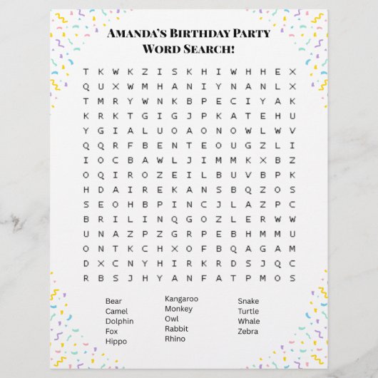 Personalized Word Search Puzzle | Double-Side Flyer (Hinten)