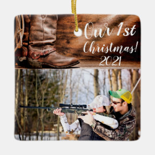 Personalized XMAS Ornament Cowboy Boots Barn Wood