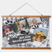 Personalized Y2K Retro Film Photo in Black & White Wandteppich Mit Holzrahmen (Vorne)