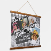 Personalized Y2K Retro Film Photo in Black & White Wandteppich Mit Holzrahmen (Gewinkelt)