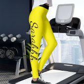Personalized Yellow And Black Stripes Custom Made Leggings