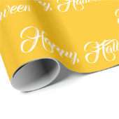 Personalized yellow and white Happy Halloween Geschenkpapier (Rolleneckpunkt)