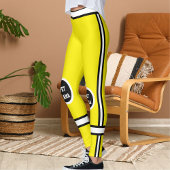 Personalized Yellow Black White Pet Mama Stripes Leggings