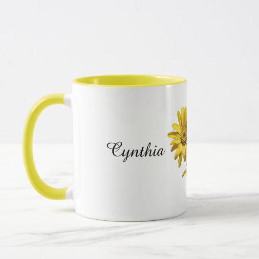 Personalized Yellow Daisy Floral Tasse (Links)