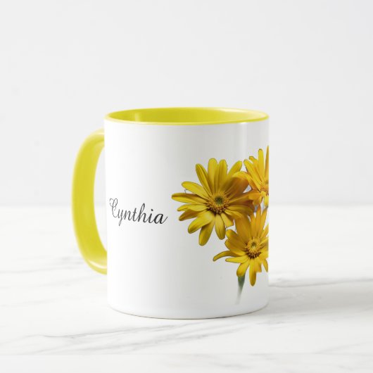 Personalized Yellow Daisy Floral Tasse (Vorderseite Links)