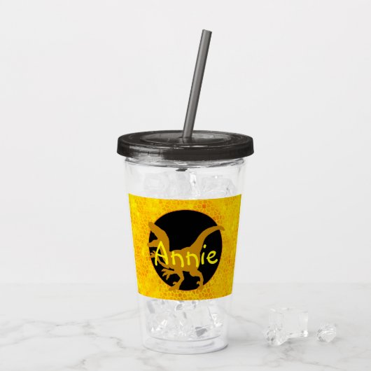Personalized Yellow Dinosaur Hide Acryltrinkbecher (Rückseite Ice)